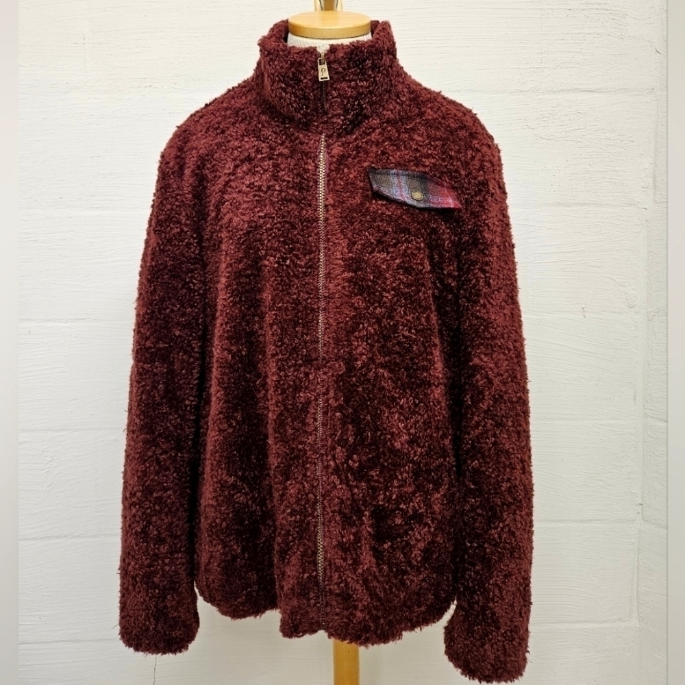 Pendleton Burgundy Plaid Sherpa Zip Up Jacket XL - Picture 3 of 10